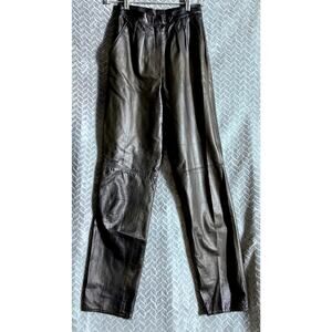 St. Michael Vintage Black Leather Pant Made in Israel Xtra Tall Size 38 Luxury